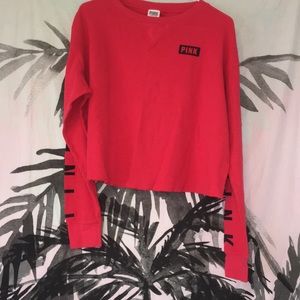 Pink cropped long-sleeve tee